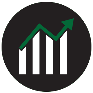 Graph with an upward arrow icon