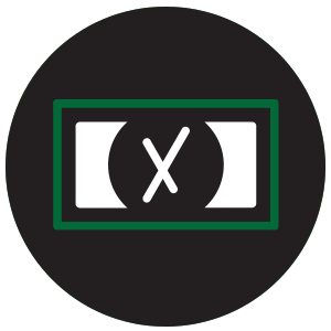 Rectangle with a big X over it icon